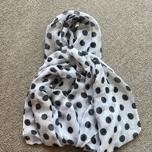 PEACH COUTURE INFINITY SCARF WHITE WITH BLACK POLKA DOTS NEW
